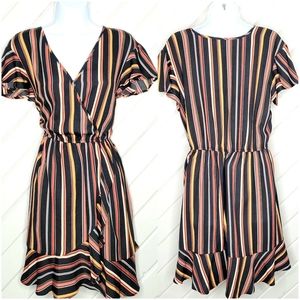 Sunset Stripe Wrap Dress by Xhiliration